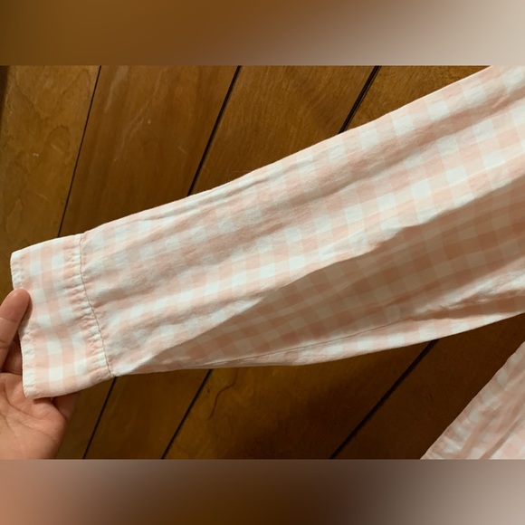 Calvin Klein Jeans pink gingham button up roll up tee short long sleeve top L - Picture 8 of 10